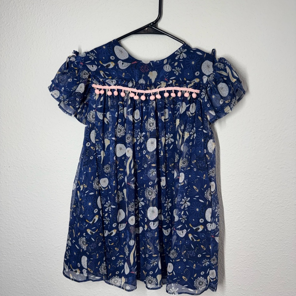 Pippa & Julie Blue Floral Dress with Pink Accents